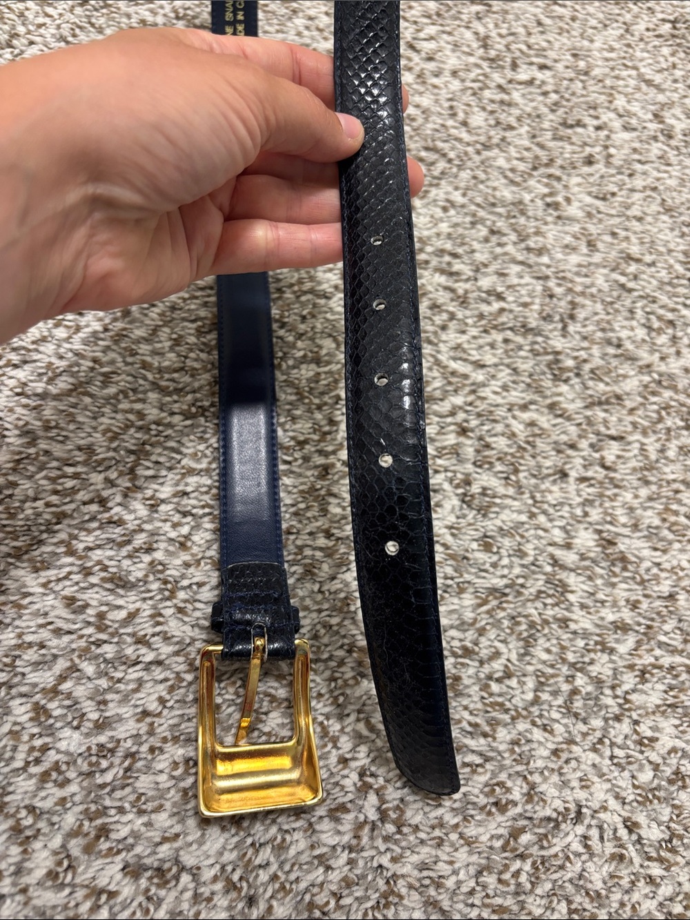 The Ritz navy blue snake skin belt L - Picture 4 of 4